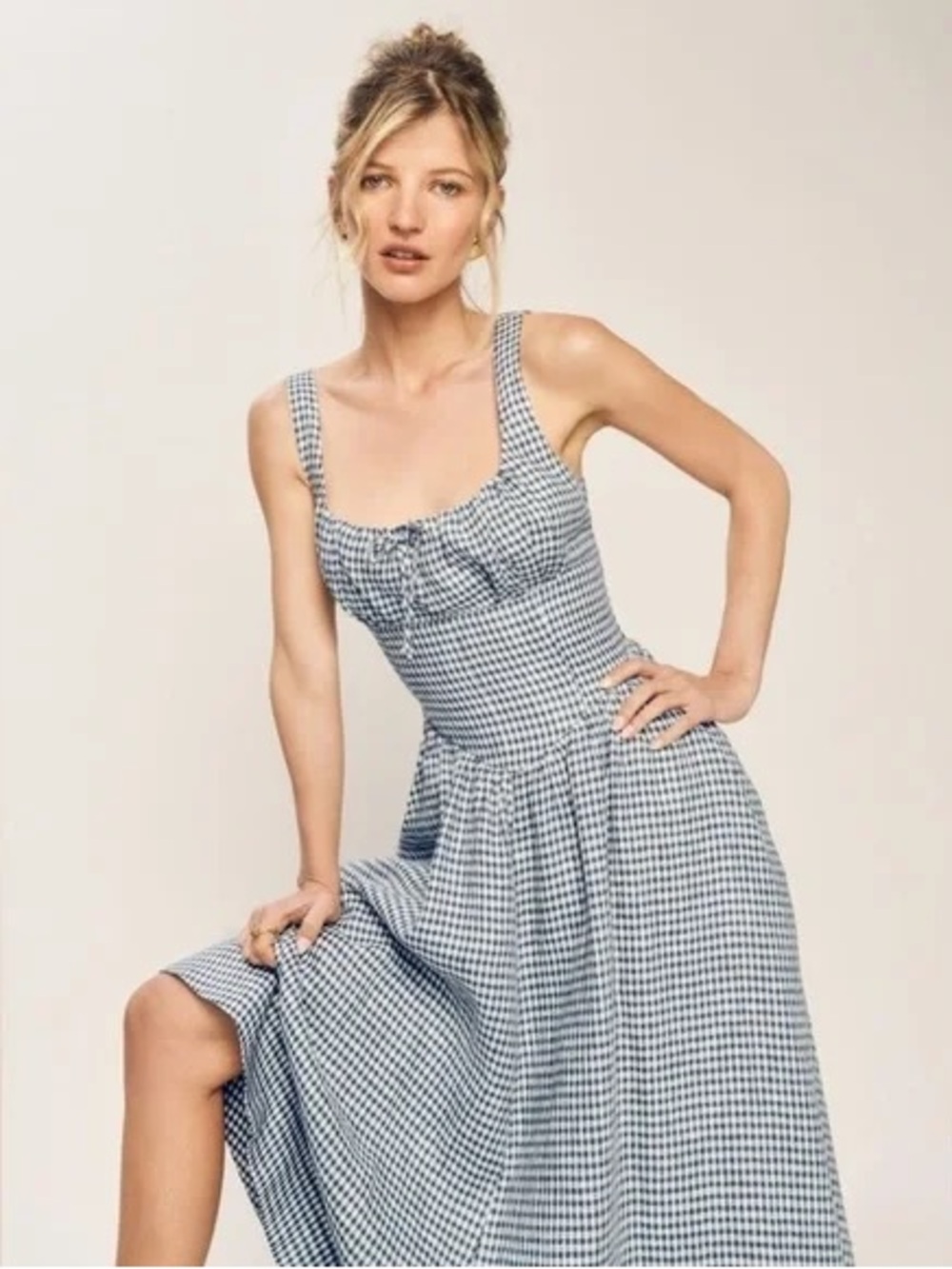 Christian Lacroix Blue and White Gingham Maxi Dress - Picture 2 of 9